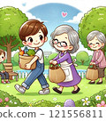 A boy who is kind to the elderly 121556811