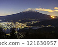 Fuji at dawn from Shindo Pass in winter 121630957