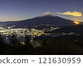 Fuji at dawn from Shindo Pass in winter 121630959