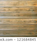 A square background image of brown planks with wood grain arranged horizontally 121684845