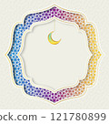 Ramadan kareem background with geometric pattern and crescent moon. Islamic backgrounds for posters, banners, greeting cards and more. Simple and luxury feeling. 121780899