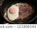 Fried egg kitchen fry pan 121806544