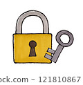 Padlock and key 121810867