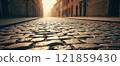 Old cobbled street in the old town, widescreen image 121859430