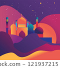 Sunset Mosque Scenic View vector 121937215