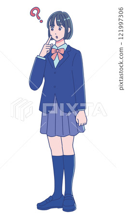 動漫風格女學生穿校服 121997306