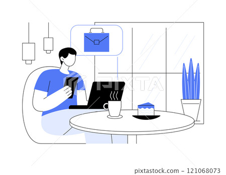 Working in a coffee shop isolated cartoon vector illustrations. 121068073