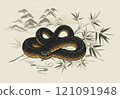 2025, agricultural new year, snake year model, 12th birthday snake ink brush style background 121091948