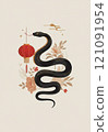 2025, agricultural new year, snake year model, 12th birthday snake ink brush style background 121091954