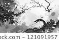 2025, agricultural new year, snake year model, 12th birthday snake ink brush style background 121091957