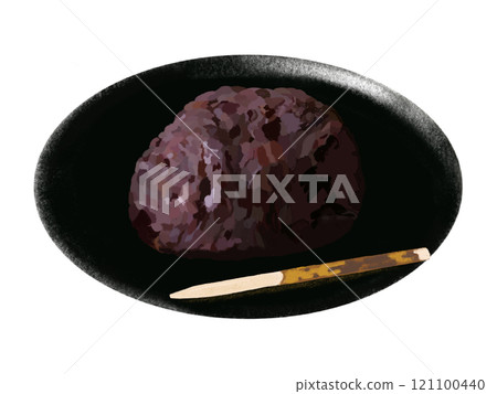 1 piece of Ohagi (with bean paste) with plate 121100440