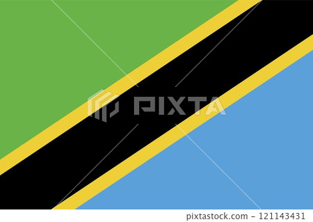 Tanzania flag, official colors and proportion. Vector illustration. 121143431