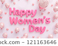 Text Happy Women's Day on light pink background 121163646