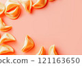 Top view of cookies on pastel pink background  121163650