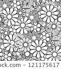 Floral pattern in black and white 121175617