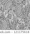 Floral pattern in black and white 121175618