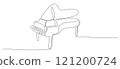 One continuous line drawing of grand piano, Piano continuous one line 121200724