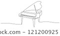 One continuous line drawing of piano, One line piano instrument design, Piano continuous one line 121200925