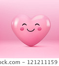 Adorable pink heart with a smiling face and rosy cheeks on a pink background 121211159