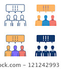 Collective action icon set in flat and line style 121242993