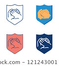 Handshake in a shield icon set 121243001