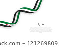 Syria Flag Ribbon Design with Text 121269809