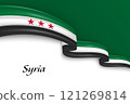 Syria Flag Ribbon Design with Text 121269814