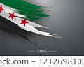 Syria Flag Ribbon Design with Text 121269810