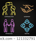 Communication and meeting neon icon set 121332791