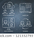 Remote teamwork chalkboard icon set 121332793