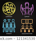 Community and cooperation neon icon set 121341530