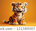 the AI Image Generator, Colorful Cartoon Tiger Smiling With a Cheerful 121389307