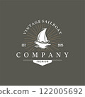 Sailboat Logo Design, Fishing Boat Illustration, Fishing Boat Company Brand Vector Icon, Boat Shop Design, Fish Shop, Transportation 122005692