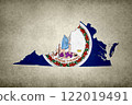 Map of the state of Virginia with its flag on a paper 122019491