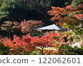 A temple covered in autumn leaves 122062601