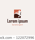 black silhouette design of martial art sport logo taekwondo karate with simple minimalist concept of sports branch template 122072996