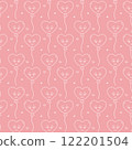 Outline Hand drawn Heart shape balloons and hearts Seamless Pattern. White on soft pink background 122201504