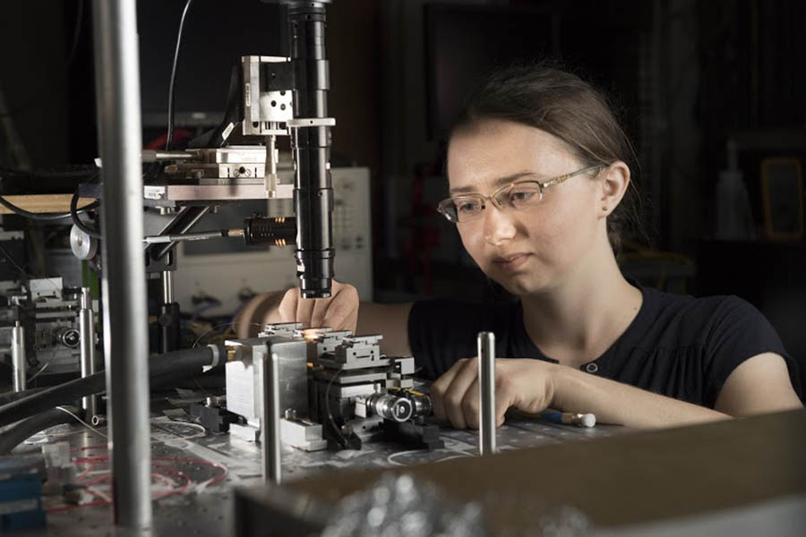 student working in lab