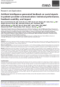 Cover page: Artificial intelligence-generated feedback on social signals in patient-provider communication: technical performance, feedback usability, and impact.