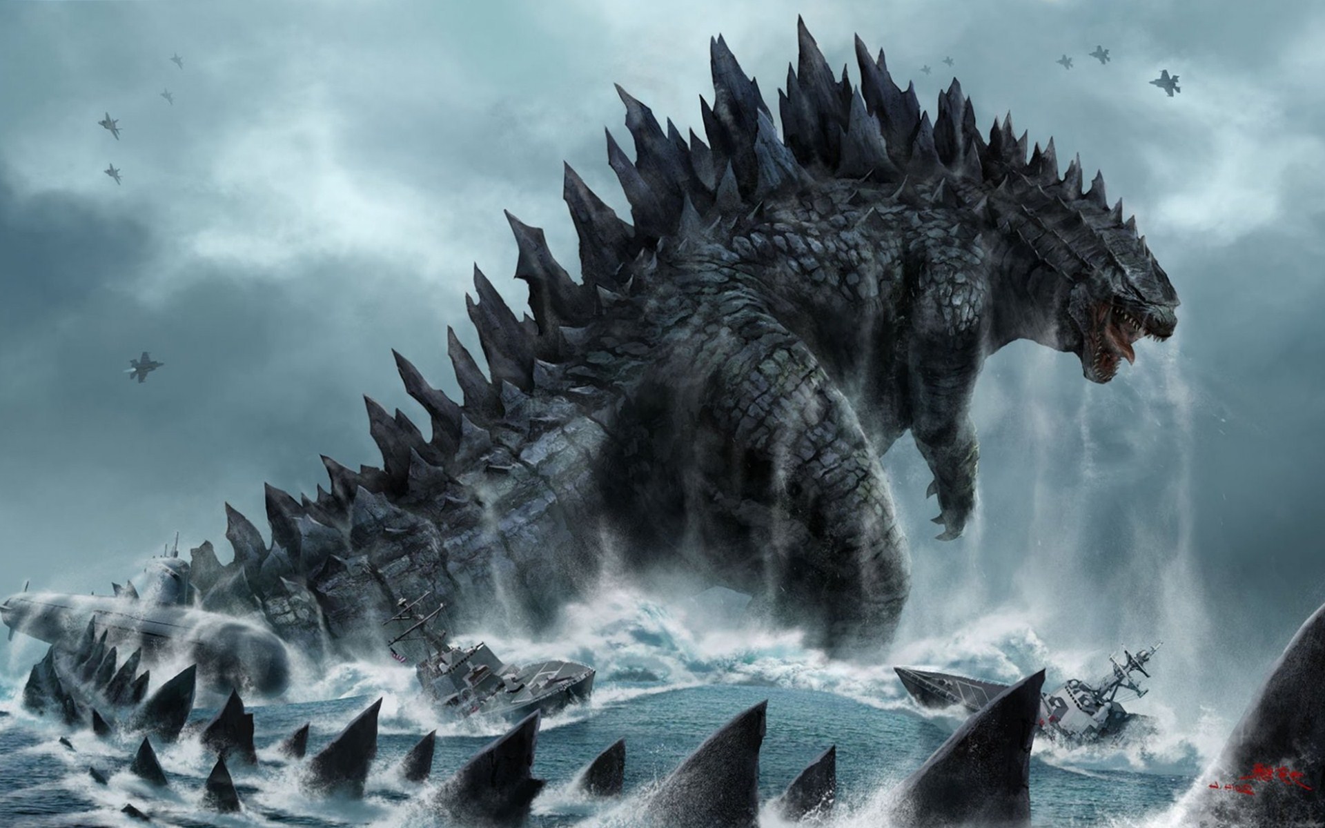 awesome godzilla high resolution wallpaper