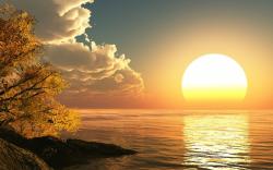 Sun Rising Wallpaper 3D Landscape