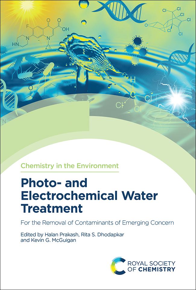 book cover showing bugs in water and titled photo and electrochemical water treatment