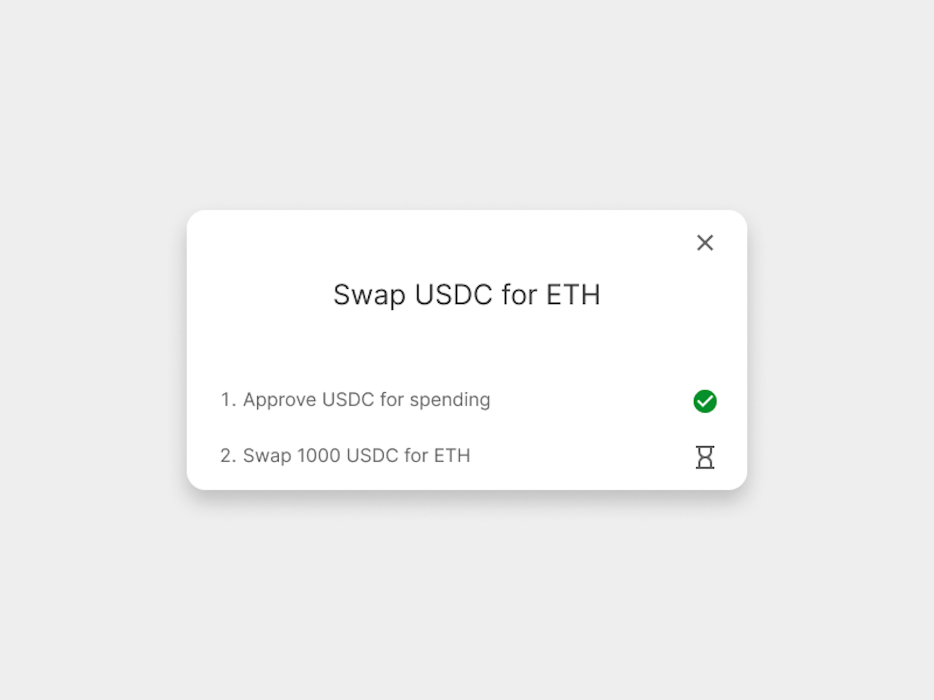 Informing the user about each step when swapping tokens