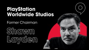 Shawn Layden headshot and title on a dark background