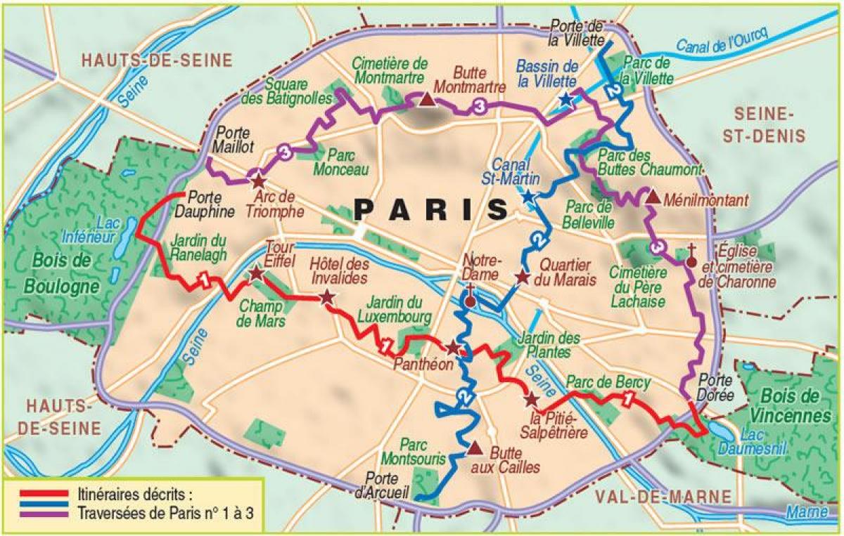 Mapa Paris senderismo