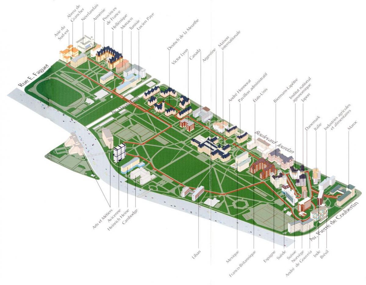 Mapa Unibertsitateko campus de Paris