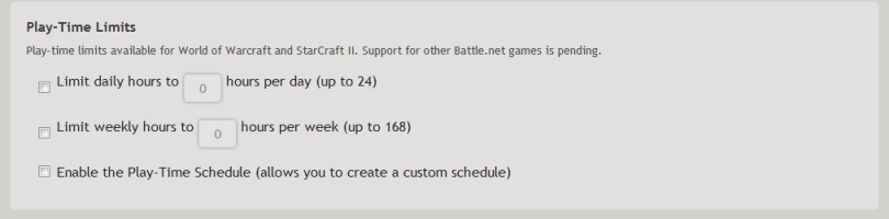 set play time limit on WOW
