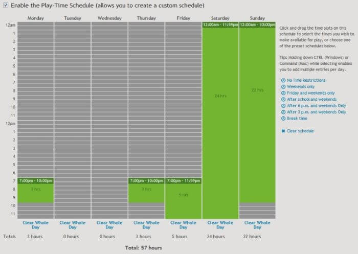 Specify Player Schedules