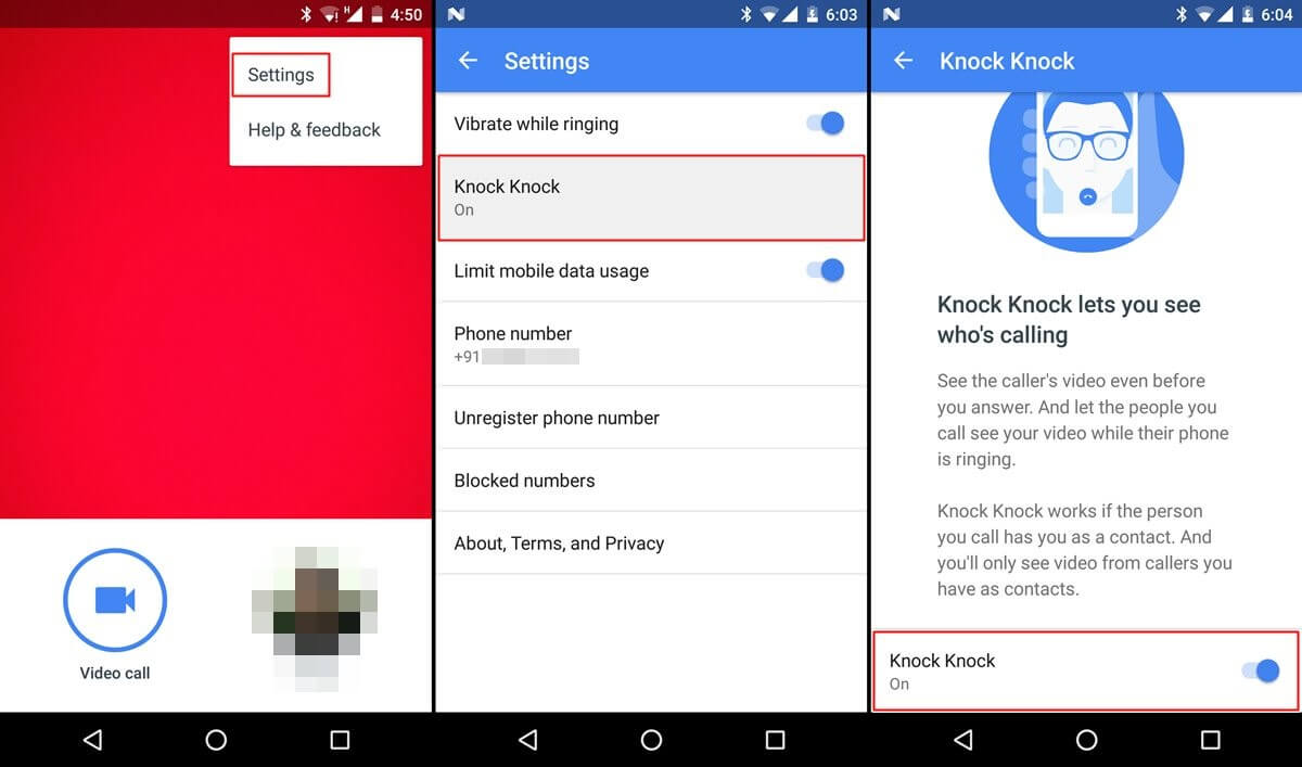 google duo app review - disable knock knock