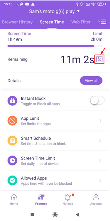 set screen time